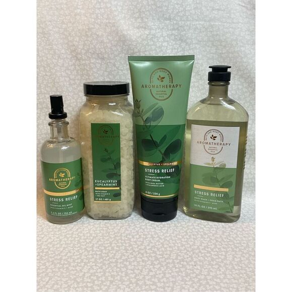 Bath and Body Works STRESS RELIEF EUCALYPTUS & SPEARMINT Aromatherapy 4 pc Set - Picture 6 of 6